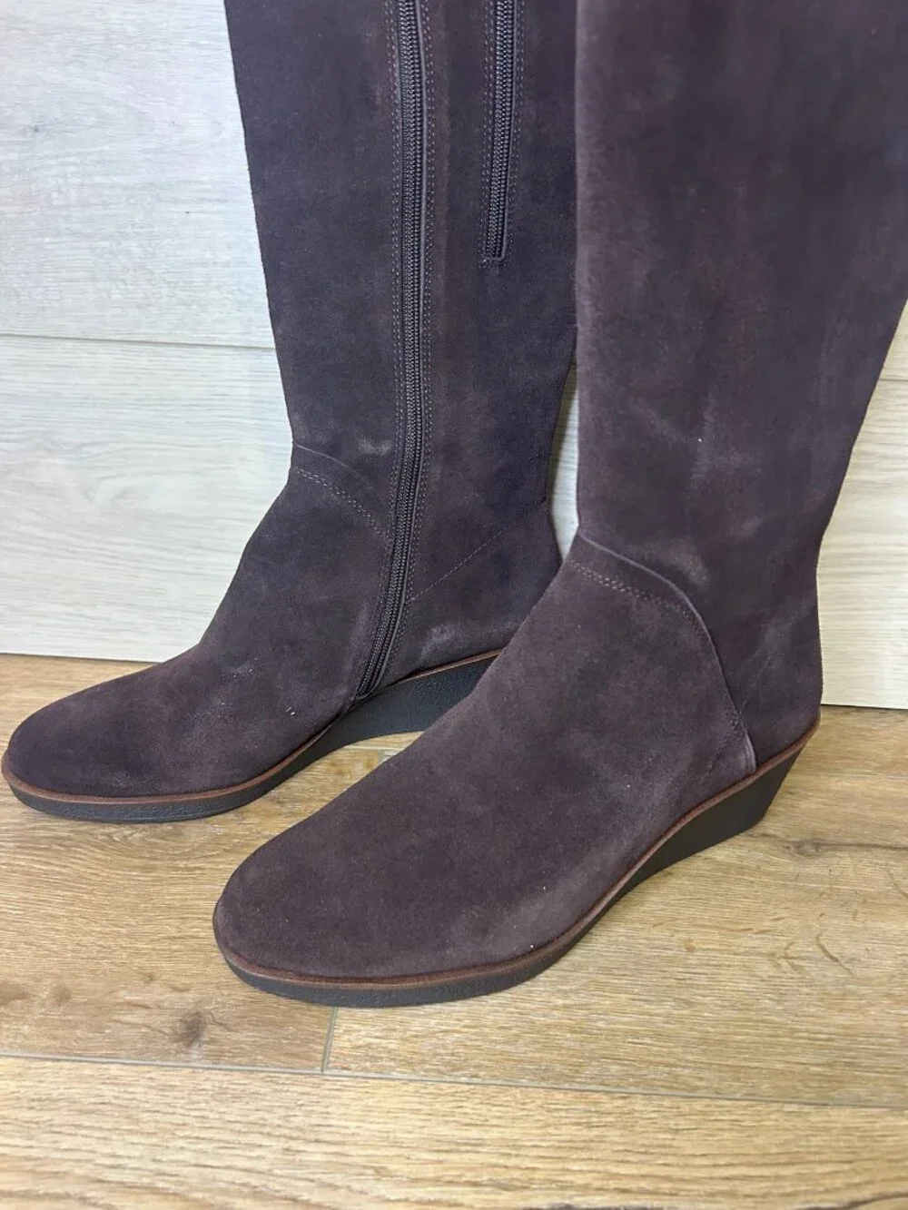Aerosoles Womens Binocular Tall Riding Knee-High Boots Dark Brown Suede 9.5M